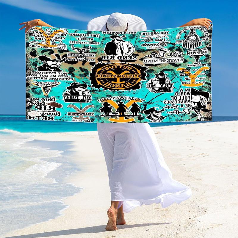 Western Series Yellowstone Print Beach Towel, Large Soft Quick Dry Towel for Beach Camping Swimming