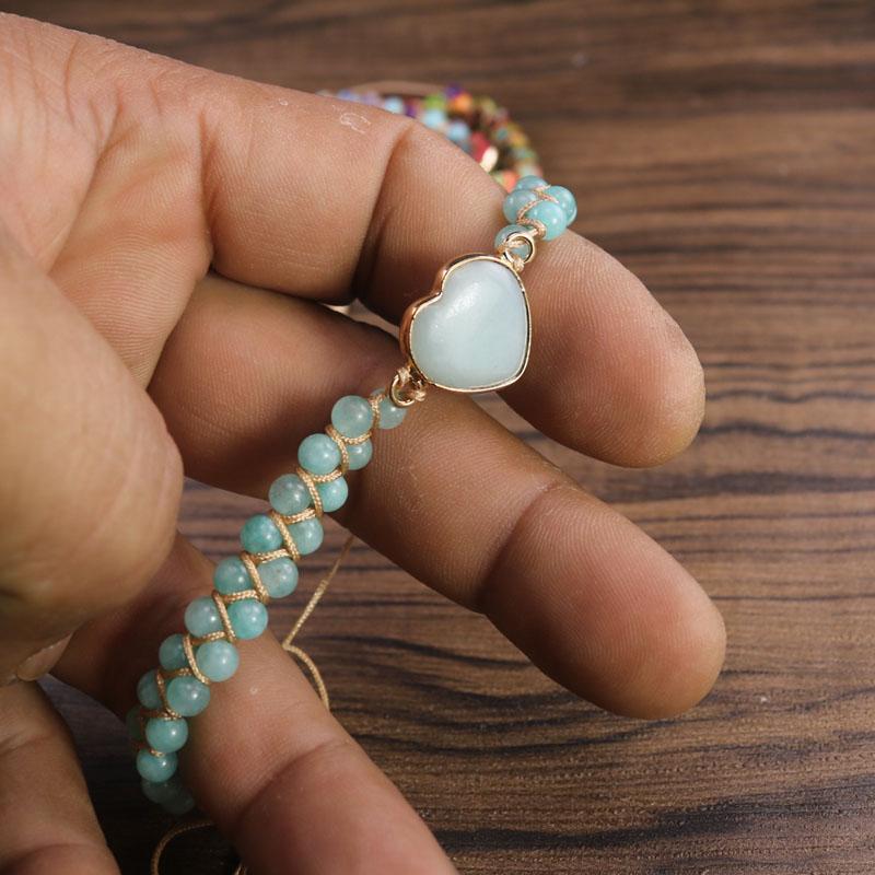Genuine Amazonite Beaded Handmade Healing Reiki Chakra Boho Women Bracelet Gifts