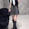 In Stock: 2026 Spring Casual A-line Pleated Skirt with Faux Leather Belt