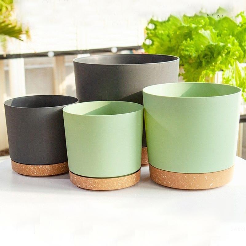 Plant Pot Circular Large Flowerpot Plastic Indoor Plants Succulent Planter With Drainage Bonsai Potted With Tray Home Decoration