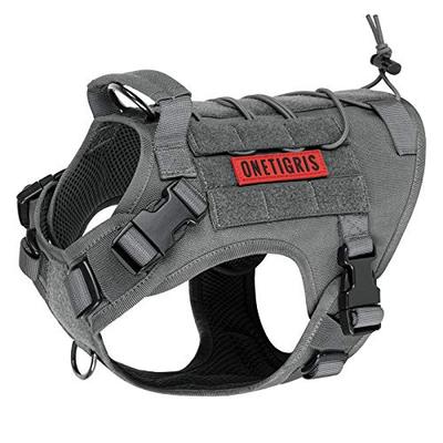 OneTigris Ultra-Lightweight Tactical Dog Harness, Anti-Pull, Gentle On the Throat, with Handle and Two D-Rings, Mesh Nylon Harness, Name Tag Attachmen