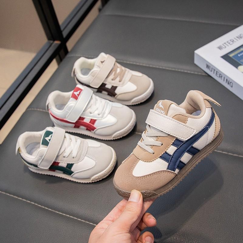 2025 spring new children's sports shoes children's leather soft-soled casual board shoes Korean version of boys and girls casual shoes