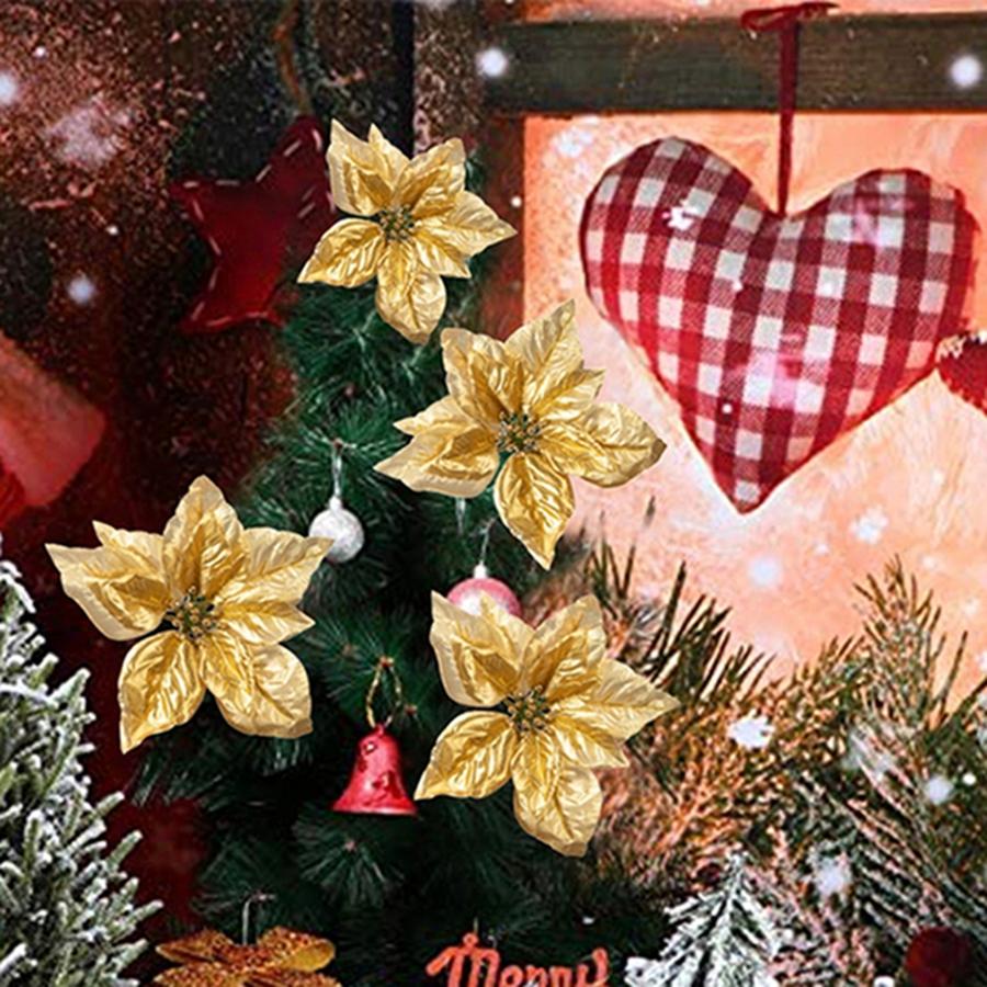 5/10 PCS Artificial Flower Gold Wedding Needlework Home Room Wreaths Decoration Christmas Tree Garland Outdoor Yard Atmosphere