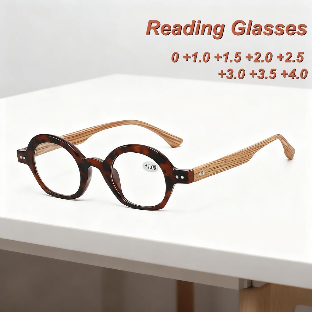 New Fashionable HD Women's Reading Glasses Ultra Light Neutral High Quality Wood Grain Leg Anti Blue Light Glasses