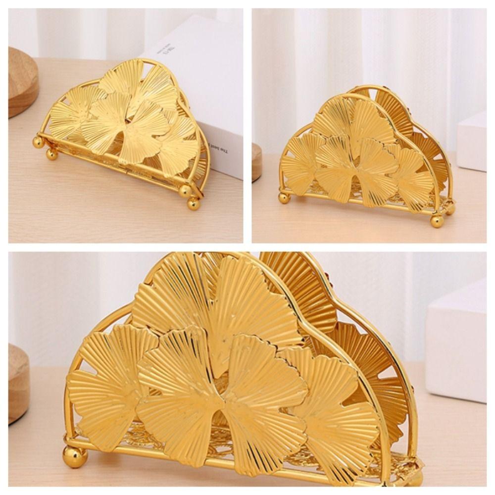 

Gold Napkin Box Flower Decor Paper Towel Clip Desktop Accessories Tissue Holder Cafe