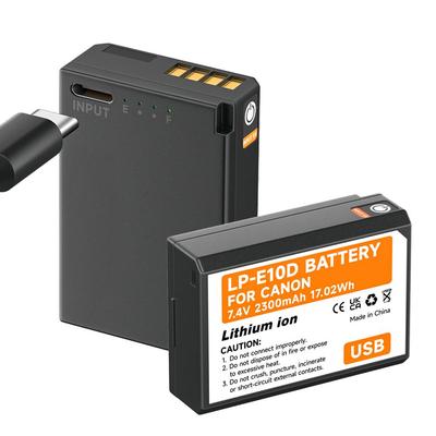PALO 2300mAh LP-E10 LP E10 LPE10 Battery With Type-C Charging Port for Canon EOS 1100D 1200D 1300D Kiss X50 X70 X80 Rebel T3