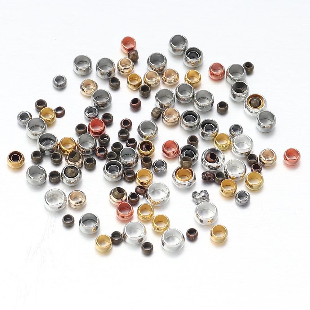 200pcs/lot 2/2.5/3/3.5/4mm Copper Spacer Beads Loose Beads Big Hole Beads For Jewelry Making DIY Handmade Accessories
