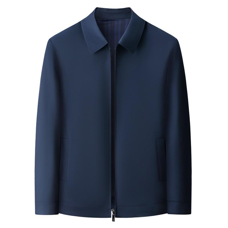 Mulberry Silk Lapel Jacket Men's Spring and Autumn Middle-aged and Elderly Dad Casual Large Size Jacket Leader Cadre Thin Coat
