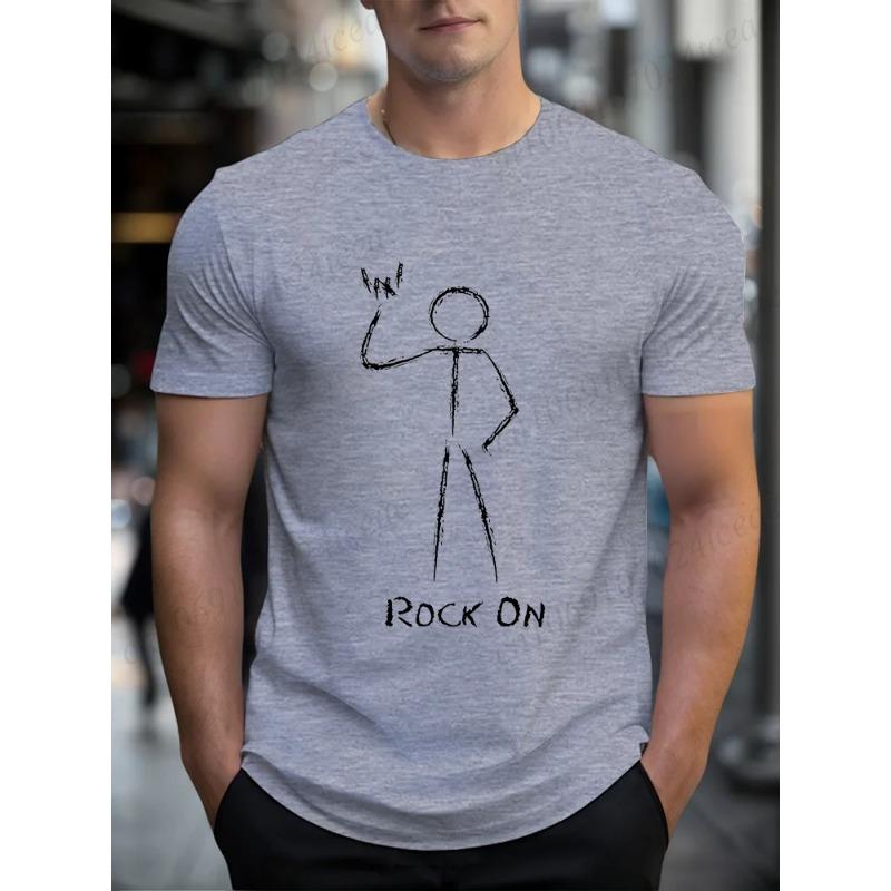 Cotton Rock On Printed Men's T-Shirt, Soft & Breathable O-Neck Short Sleeve Tee, Unisex Funny Style T-Shirts, Music Lover Tshirts