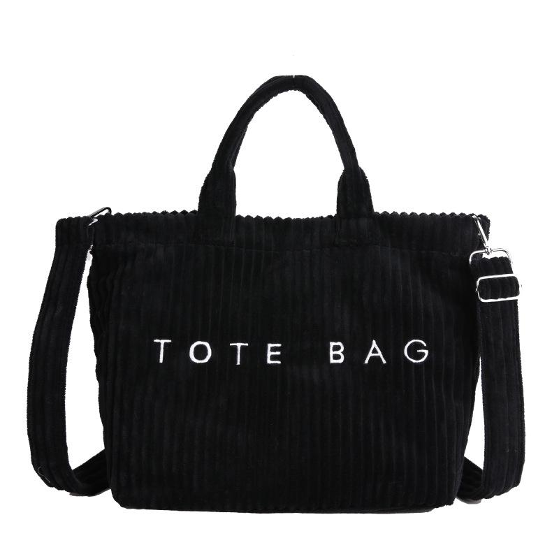 

2025 Осень/Зима Корейская вельветовая сумка-тоут через плечо: Стильный, Вместительный, Универсальный дизайн чёрный