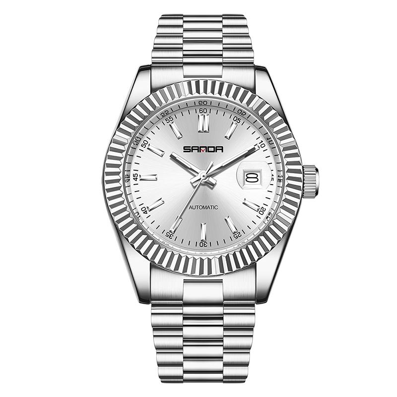 Herren Automatische Mechanische Uhr für Mann Europäisch Amerikanisch Business Freizeit Armbanduhren Luxus Silber Leuchtend Wasserdicht Uhr