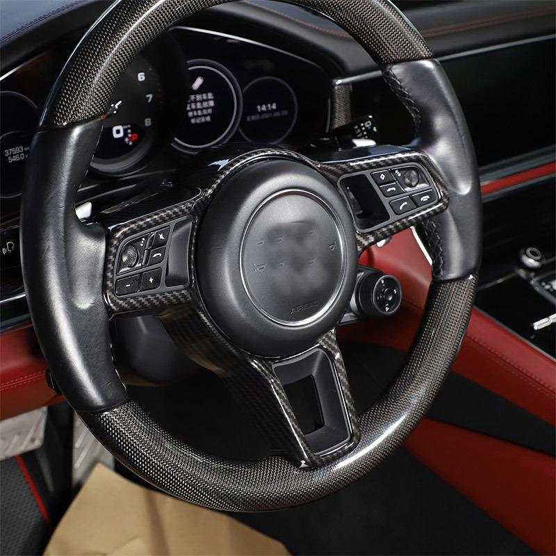 ABS Carbon fiber For Porsche Macan Cayenne Panamera 718 911 918 Interior Steering Wheel Cover Trim Interior Accessories