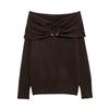 2025 Frühling Damen Off-Shoulder Strickware mit gerolltem Halsausschnitt