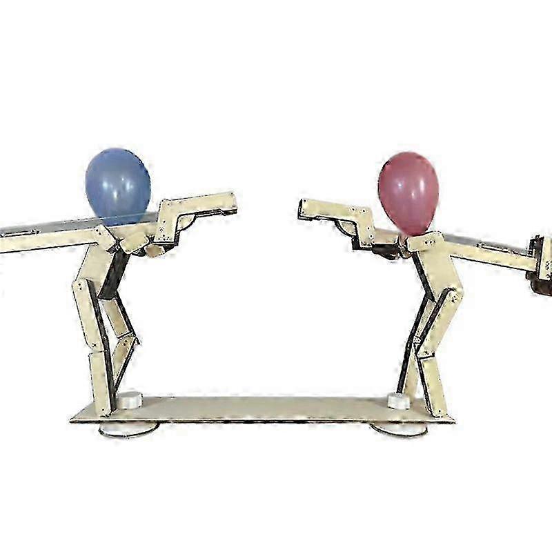 Handmade Wooden Shooting Puppets Balloon Game - Headshot WoodBots, 2025 New Whack A Balloon Strategy Board Game for Party Fun & Battle