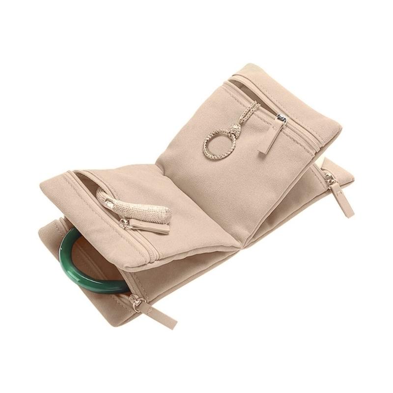 Travels Jewelry Organizers for Women Necklace Holder and Earrings Storage Bag In Pink for Fashionable Travelersr