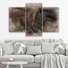 Three Piece Picture Canvas Print Horses Animals Brown