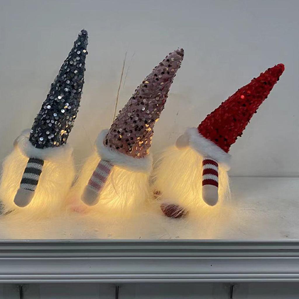 Christmas Decorations Christmas Sequins with Lights Rudolph Doll Christmas Glow Faceless Doll Ornaments