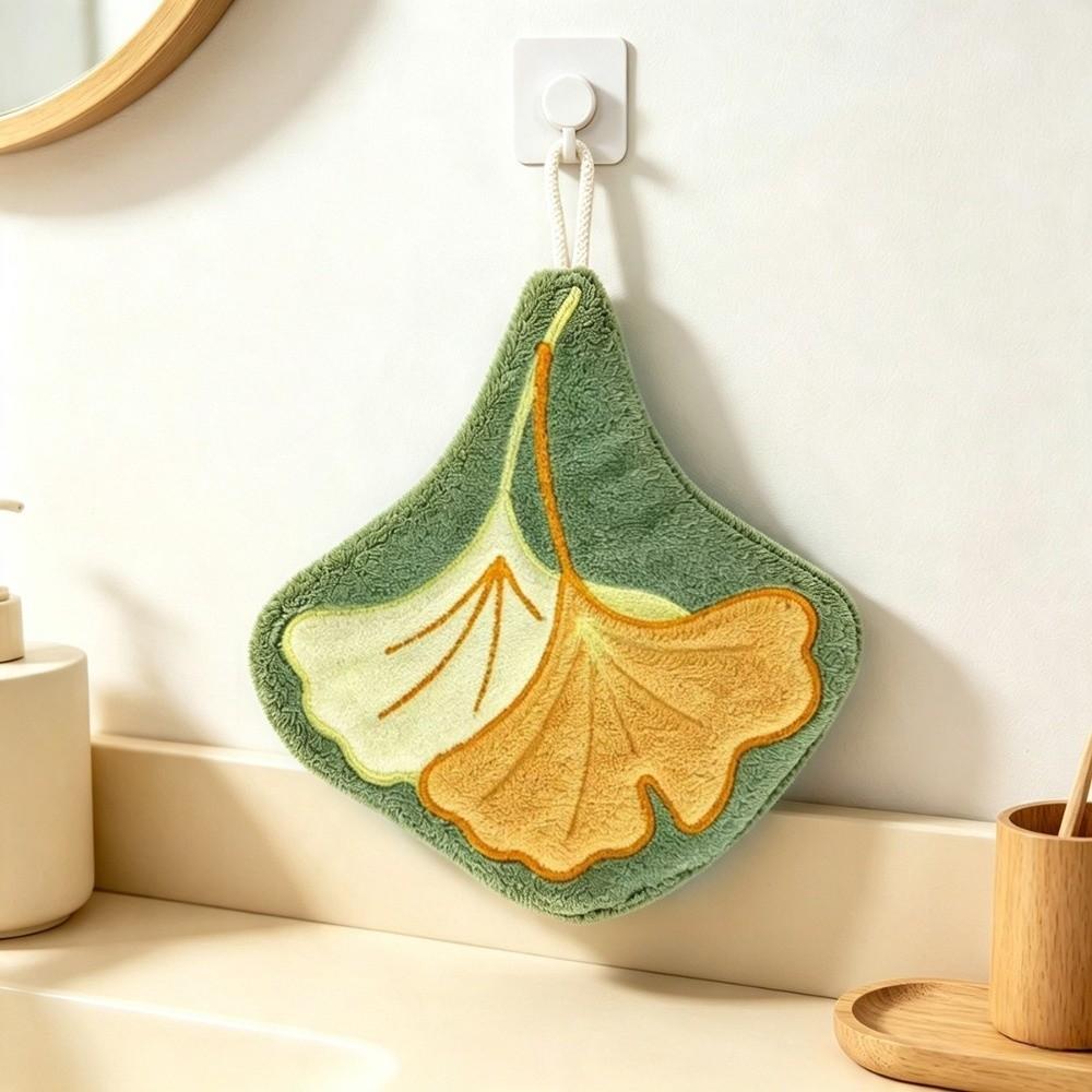 Soft Leaf Hand Towel Hanging Kitchen Handkerchief Portable Cleaning Towel for Bathroom Kitchen