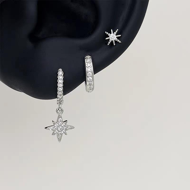 Sweet Bowknot Tassel Ear Bone Nail For Women Korean Bling Zircon Earrings Stainless Steel Accessories Jewelry