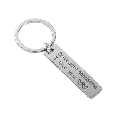 Drive Safe Handsome, I Love You Engraving Car Key Ring Husband Dad Boyfriend Couple