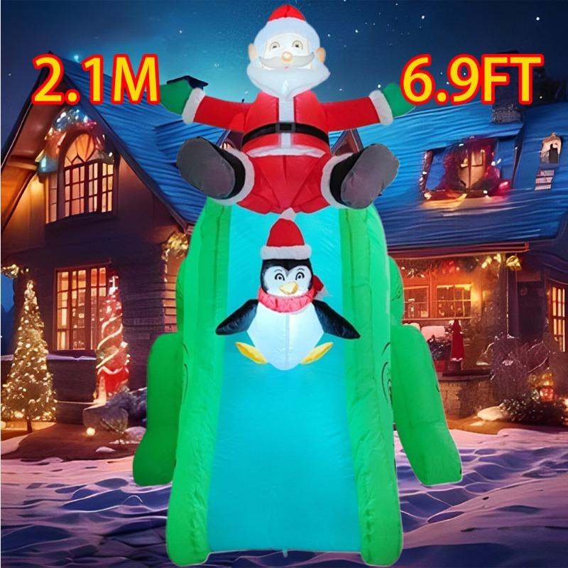

Inflatable Toy Slide Santa Christmas Gas Model Luminous Inflatable Gas Model Christmas Atmosphere Decoration Gas Model EU Plug