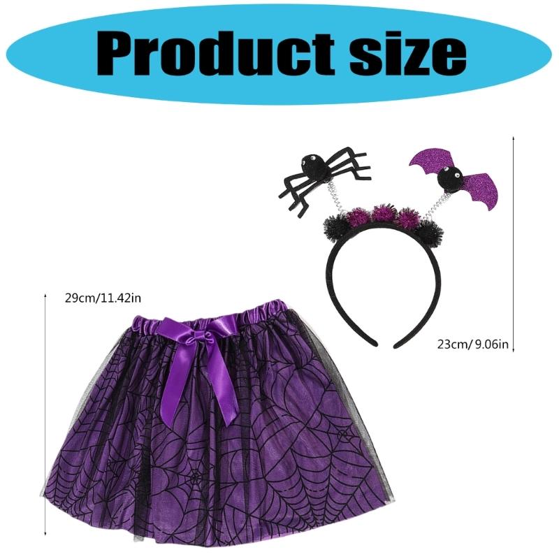 2Pcs Spiders Tutus Skirt with Spiders Headbands Set Halloween Spiders Costume Accessories