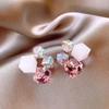 Summer Square Zircon Cube Stud Earrings Women's Light Luxury Niche Earrings Exquisite Temperament Earrings