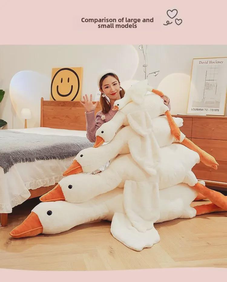 Big White Goose Plush Toy - Cute Sleep Pillow for Girls