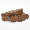 Double row rivet pin buckle women's belt retro punk decorative jeans fashion European and American style black