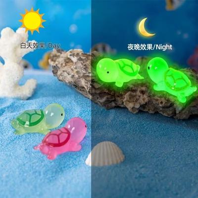 Glow-in-the-Dark Turtle MicroLandscape Decoration Moss Aquarium Resin Craft Figurine Small Desktop Ornament for Fish TankScenery