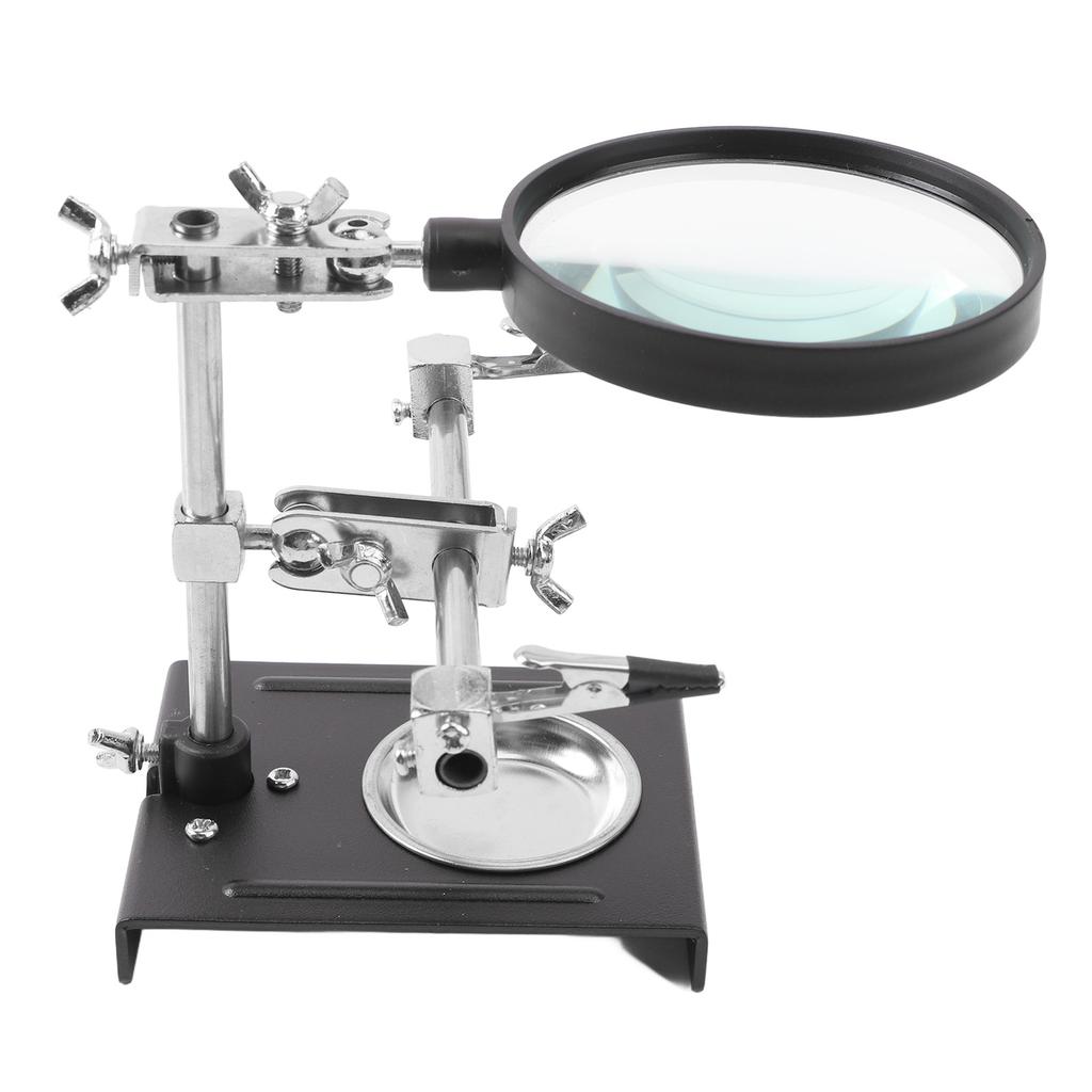 Magnifying Glass Soldering Station Desktop Welding Repair with Auxiliary Clip Stand for PCB Mobile
