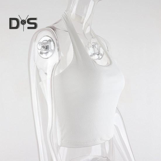 Women Vest Halter Neck Sleeveless Suspender Tops Slim Fit Sexy Threaded Texture Tank Tops Daily Wear