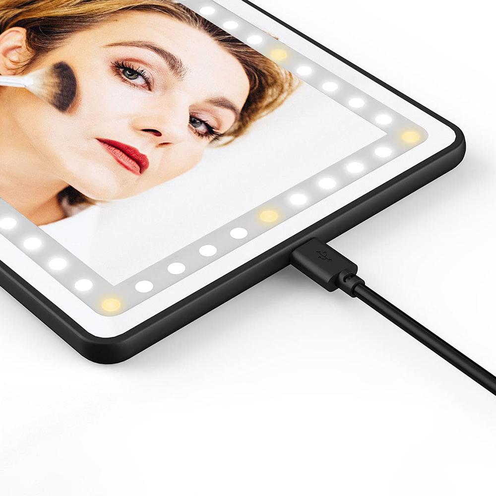 

Car Sun Visor Mirror USB Rechargeable Cosmetic Makeup Mirror Touch Screen with 3 Light Modes Black