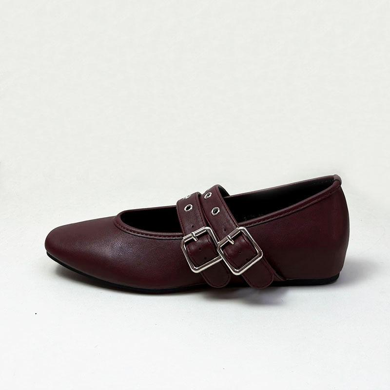 Fashion Fashion Buckle Strap Ladies Mary Janes Flats Shoes Female Shallow Women Ballet Flats Shoes With Height Increasing Footwear