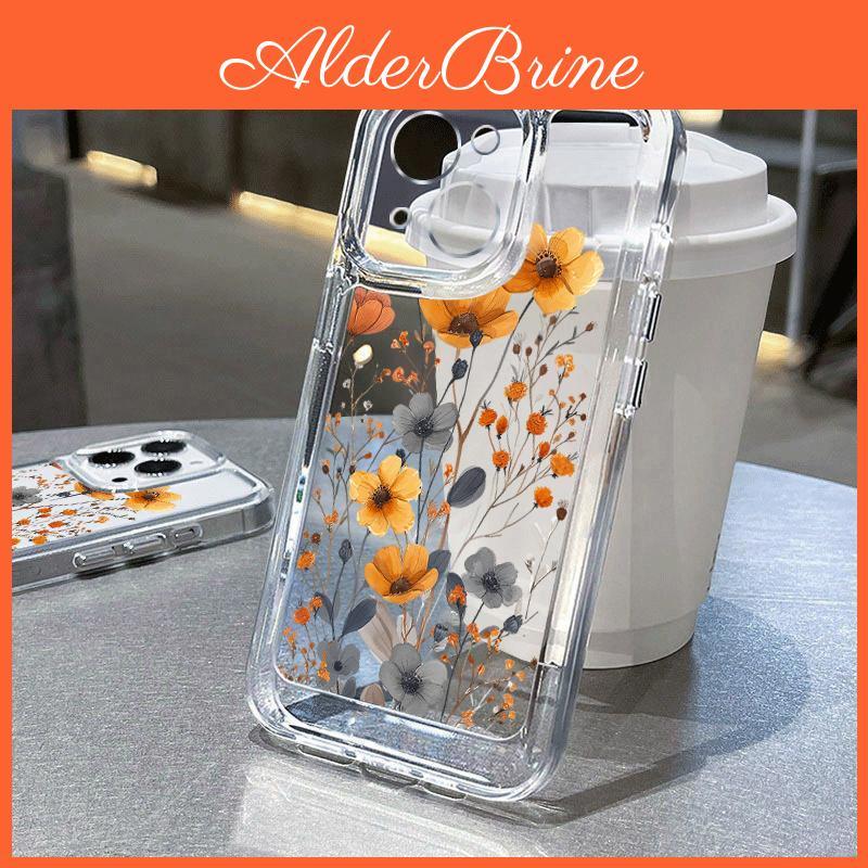Flower Clear Case Pattern Leaves For Iphone 16 15 14 Pro Max 13 12 11 Pro Max Xs Max Xr X 15 14 7 8 Plus Se2020 Se2022 Soft Silicone Shockproof Cover