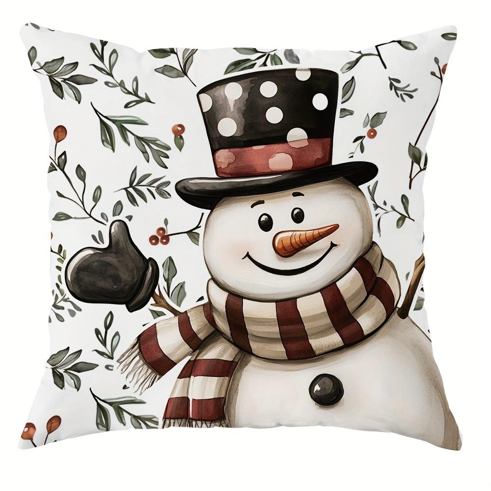 Christmas Decoration Pillowcase Garland Bell Snowman Fawn Pattern Suitable for Home Room Sofa Cushion Cover Holiday Gift