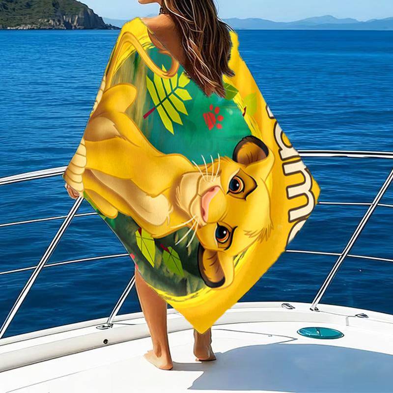 1pc Lion King3 Beach Towel with Custom Name, Beach/Swimming/Bath/Picnic/Camping Towel, Suitable for Seaside Beaches