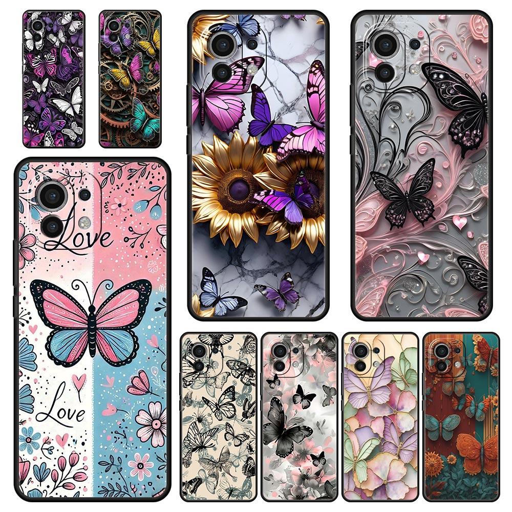 Fashionable Butterfly Flower Phone Case Cover for Xiaomi Mi 17 Pro Max 15 14 13 12 11 Ultra 15T 14T 13T 12T Pro Lite Soft TPU