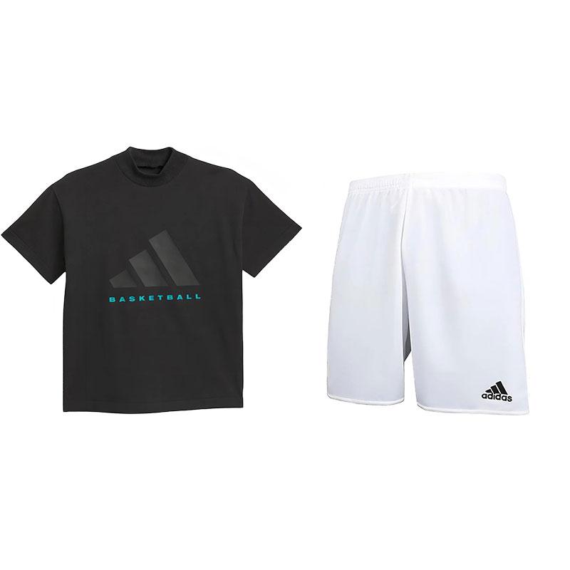 

Adidas Retro Solid Color Letter Print Crew Neck Pullover Short Sleeve Comfortable Casual Sports Set Men sets JN6073+AC5254 S