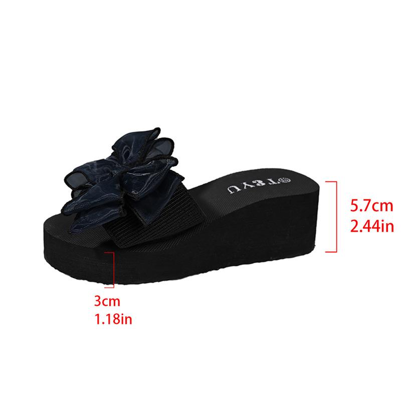 Fashion Women's Bowtie Decor Wedges Sandals Summer Light Comfort Chunky Platform Slippers Plus Size Thick Sole Non Slip Casual Slippers