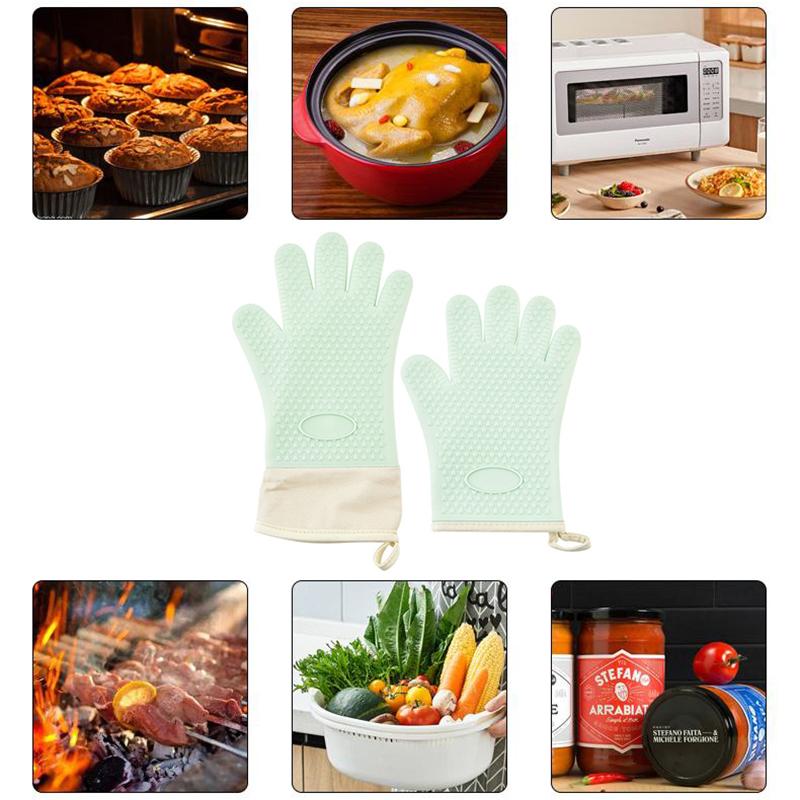 Five-Finger Extended Silicone Oven Microwave Gloves High Temperature Resistant Non-Slip Kitchen Baking Insulation Gloves