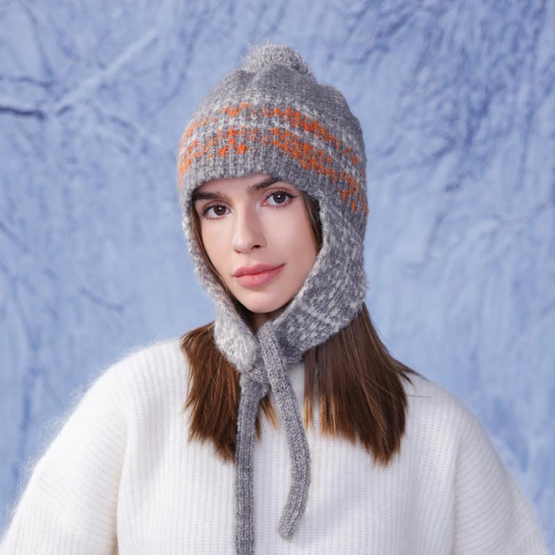 Knit Hat For Women Blend Warm Earflap Winter Beanie Fall Fashion Accessories