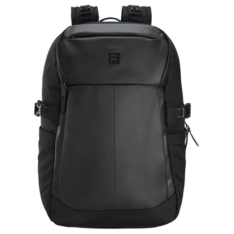 FILA Fitness Casual Minimalist Fashion Solid Color Large Capacity Wide Strap Fabric Backpack Men Backpack Black A13M531103F Black