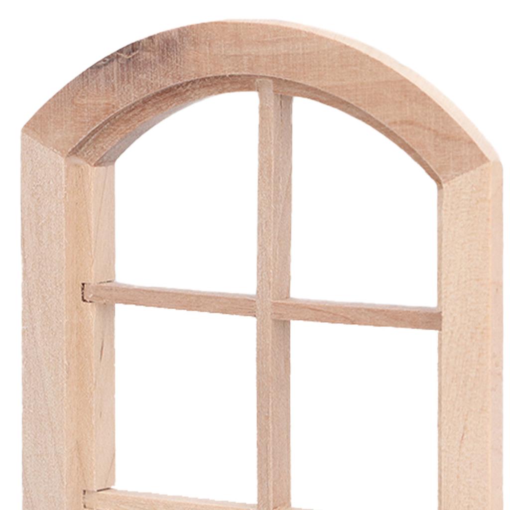 Dollhouse Windows Mini Miniature Dollhouse Arched Window Furnishings with 6 PanesWood Color