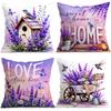Lavender Flower Language Series Cushions Pillowcase Polyester Cushion Cover Throw Pillow Pillowcover Home Car Sofa Decor
