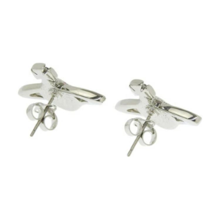 VIVIENNE WESTWOOD Mini Bas Relief Crystal Saturn Brass Earrings Women Earrings Silver Pink 6202003302P207P207