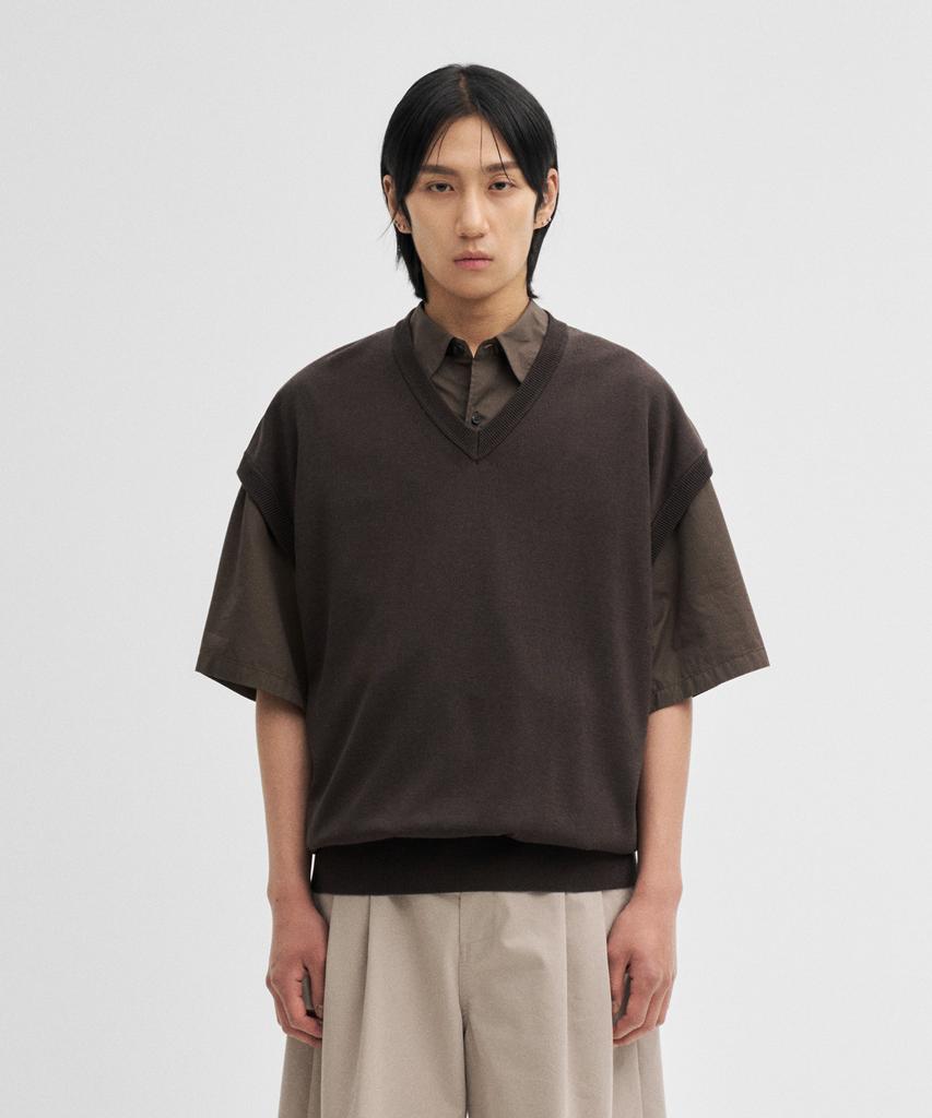 Another Office Layer Silk Knit Vest (Pewter)