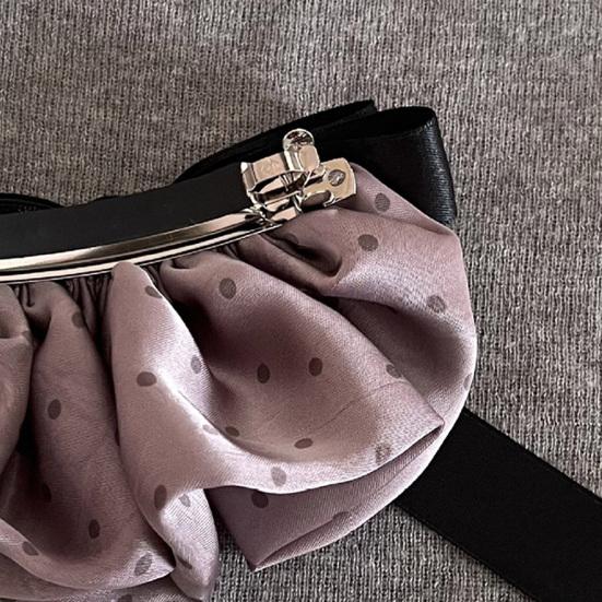 Hairpin French Style Satin Texture Dot Print Ribbon Bowknot Decor Spring Hair Clip Versatile Lightweight Hair Accessory