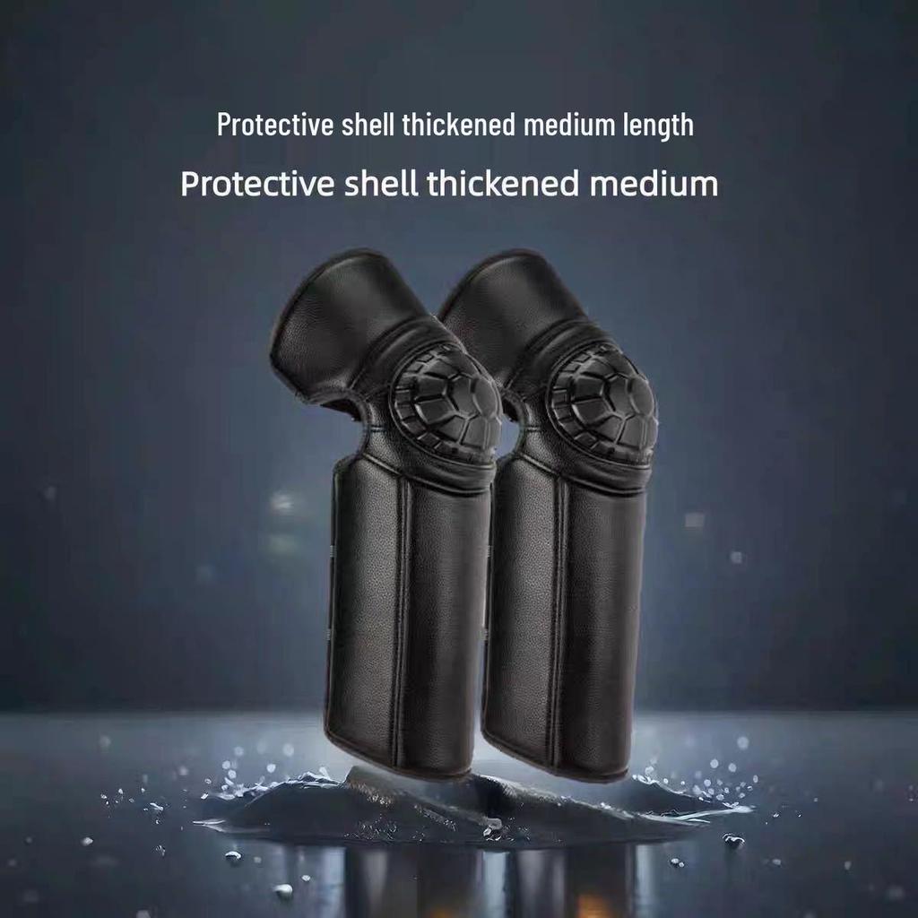 Unisex Winter Windproof PU Electric Motorcycle Knee Pads: Long & Short Styles, Thickened Hard Shell for Warmth and Protection