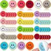 72 Pcs Self Adhesive Smile Face Patch Chenille Patches Colorful Cute Happy Face Chenille Patch Applique for Clothing Fabric Jackets DIY Mobile Phone
